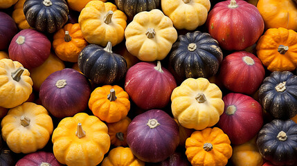 Fall pumpkins orange and purple seamless texture created with Generative Ai