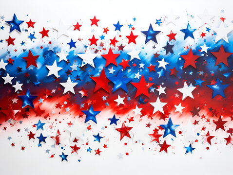 Red and blue stars on a white background, artin Luther King Day Anniversary, American flag on abstract background