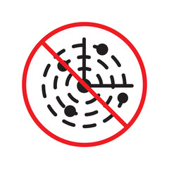 Prohibited radar vector icon. No radar icon. Forbidden radar icon. Warning, caution, attention, restriction, danger flat sign design. detector symbol UX UI