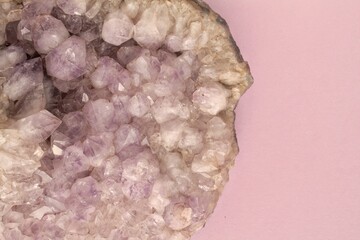 Natural amethyst druse geode mineral crystal unpolished semi-precious gemstone. Magic rock for...