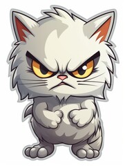 Cartoon sticker evil fighter kitten, AI