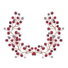 Hand drawn watercolor valentine wreath with berries isolated on white background. Can be used for cards, label, banner and other printed products.