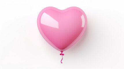 A pink heart baloon on white background
