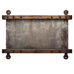 Obraz premium Old iron plate signboard isolated on transparent background