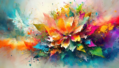 Abstrakcyjny kolorowy kwiat. Generative AI