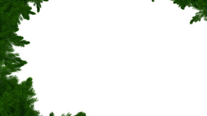  Christmas tree round border with green fir branches, isolated on transparent background. Pine,...