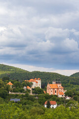 Obraz premium Castle and church in Valec, Western Bohemia, Czech Republic
