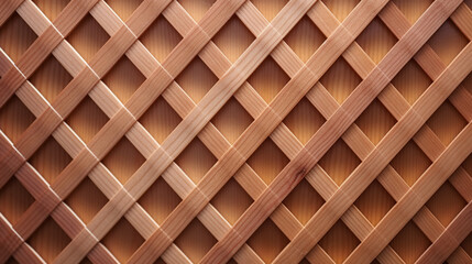 Seamless square grid wood lattice texture isolated on transparent background created with Generative Ai