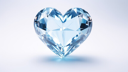 A 3d heart icon, 3d icon, crystal glass material on white background