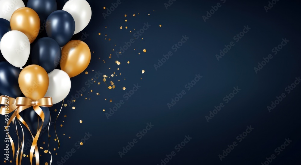 Wall mural colorful balloons on a dark blue background