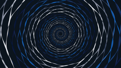 Abstarct spiral dotted round vortex style background in dark blue color This creative background can be presented as a banner or data cycle center. - obrazy, fototapety, plakaty