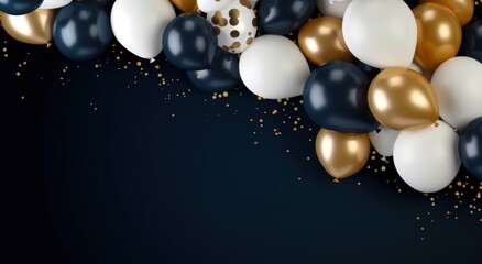 colorful balloons on a dark blue background