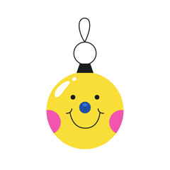 Yellow smiley face Christmas tree decoration. - 691139458