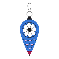 Blue Christmas tree decoration with white flower. - 691139461