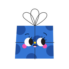 Cute cartoon smiling polka dot gift box. - 691139463