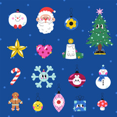 Christmas, New Year and Holiday vector sticker set - 691139497