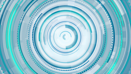 Circle white blue and green neon lines technology Hi-tech bright background. Abstract graphic digital future scifi concept design.