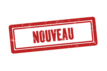 Nouveau symbol. A red stamp with word nouveau. Isolated on white background.B65+B91
