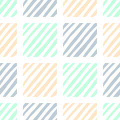 Seamless striped vector pattern with square geometric shape. Doodle hand drawn fabric print template.