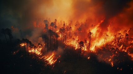 Fototapeta na wymiar fire in the field in the forest