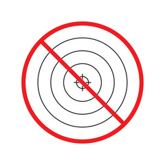 Prohibited aiming vector icon. No aim icon. Forbidden aim icon. Warning, caution, attention, restriction, danger flat sign design. Target symbol UX UI