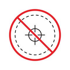 Prohibited aiming vector icon. No aim icon. Forbidden aim icon. Warning, caution, attention, restriction, danger flat sign design. Target symbol UX UI