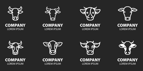 Moderne minimalistische Kuh-Logo-Vektorgrafik-Bundle im stilisierten Design