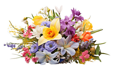 A colorful bouquet of mixed spring flowers, symbolizing freshness and natural beauty