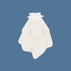 Vector illustration of bridal veil on blue background