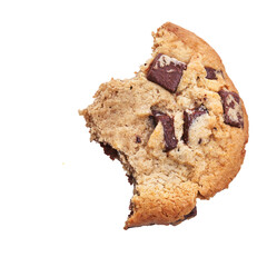  Delicious single chocolate piece of cookie over isolated white background