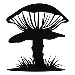 Mushroom silhouettes and icons. Black flat color simple elegant white background Mushroom animal vector and illustration.