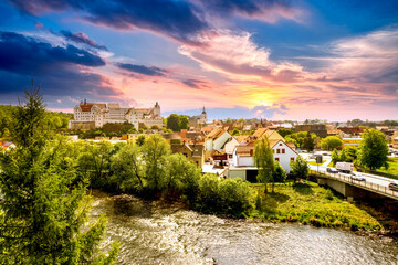 Blick über Colditz, Sachsen, Deutschland 