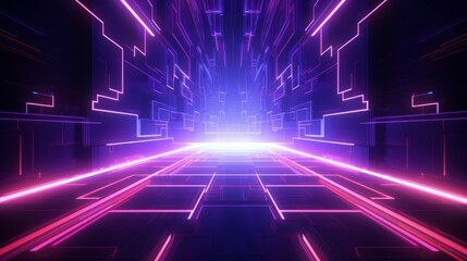 
glowing neon futuristic abstract cyberspace background - 3d render