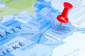 Alabama pin on map of America