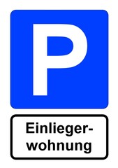 Illustration eines blauen Parkplatzschildes mit der Aufschrift 