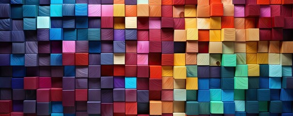 wypukłe kwadraty kolorowe kostki na ściane wygłuszeniowe akustyczne,  - obrazy, fototapety, plakaty