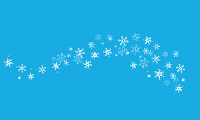 Wave of snowflakes. White snowflakes form a wave. The background of the picture is blue. Vector illustration EPS10.
