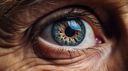 Naklejka premium a close up of a person's eye with the iris of an eyeball in the center of the eye and the iris of the iris of the eye.