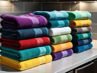 Colorful Kitchen Essentials High Quality Towels for a Brighter Kitchen. AI Generated.