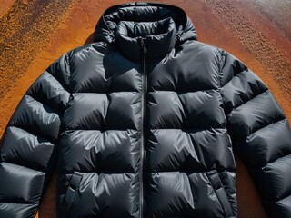 Winter Wardrobe Must Have Warm and Cozy Black Puffer Coat. AI Generated.