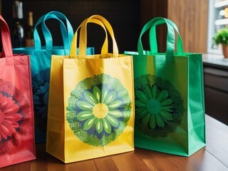 Sustainable Shopping Embrace Style and Sustainability with Reusable Grocery Bags. AI Generated.