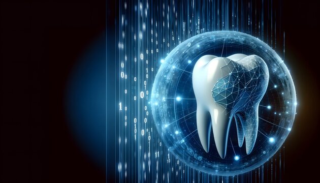 Digital Dentistry Concept Art. Illustration created with Generative AI