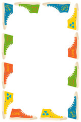 Vector illustration shoes sneakers, love, heart, frame