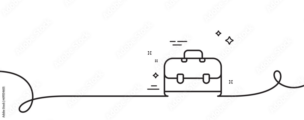 Poster business case line icon. continuous one line with curl. portfolio symbol. diplomat sign. portfolio s