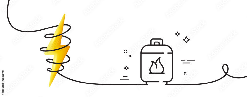 Poster gas cylinder line icon. continuous one line with curl. lpg fuel container sign. liquefied petroleum 