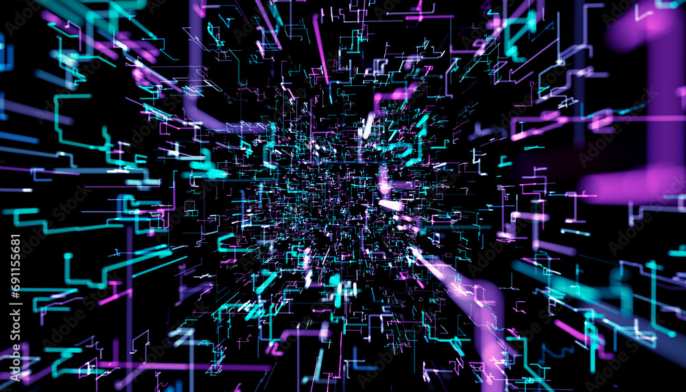 Sticker abstract technology background made of lines