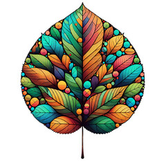 Colored graphic image of a wooden leaf.
