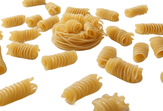 Pasta pieces isolated on transparent or white background