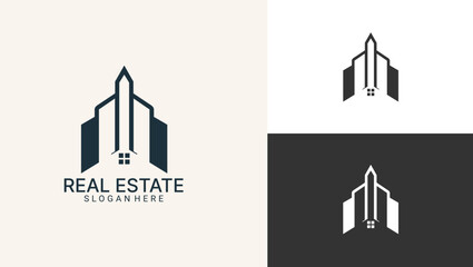 Fototapeta premium luxury real estate and property management logo design template for your company or business. Vector format for easy customization. Boost your brand with a professional logo.