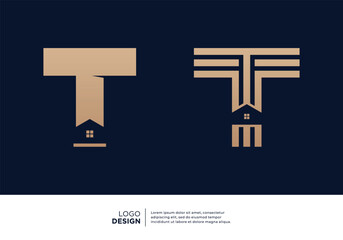 Set of creative letter T building logo designs. - obrazy, fototapety, plakaty